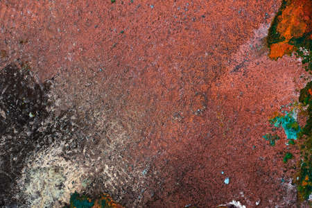 copper sheet with colored patina. background or textureの写真素材