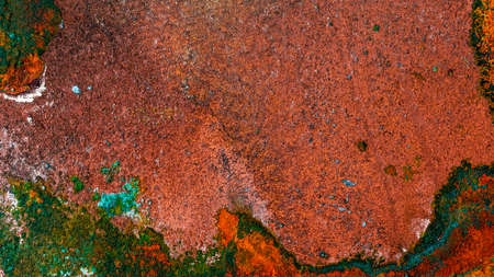 copper sheet with colored patina. background or textureの写真素材