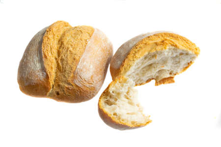 fresh bread roll on white isolated backgroundの写真素材