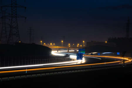 lights of cars with night. long exposureの写真素材