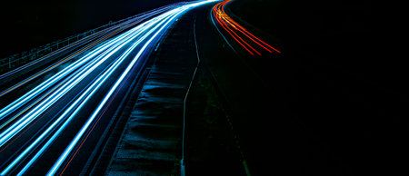 lights of cars with night. long exposure