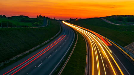 lights of cars with night. long exposureの写真素材