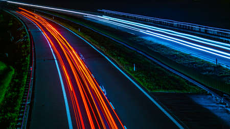 lights of cars with night. long exposureの写真素材