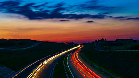lights of cars with night. long exposureの写真素材