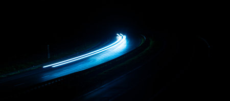 lights of cars with night. long exposureの写真素材