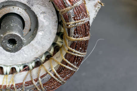 copper wires from the motor winding. background