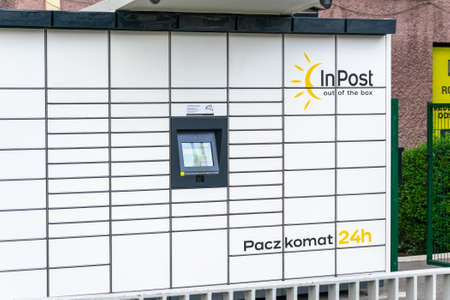Krakow, Poland -17.06.2022- Parcel locker of Inpost in Krakow