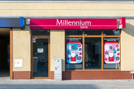 Sroda Wielkopolska, Poland - June 25, 2022 - Millennium bank website in Sroda Wielkopolskaのeditorial素材