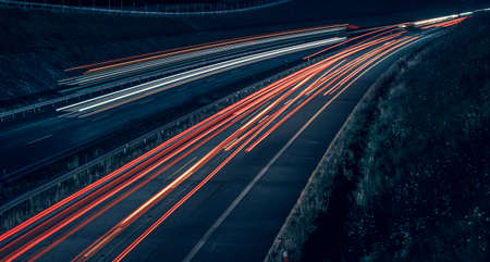 lights of cars with night. long exposure
