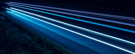 lights of cars with night. long exposureの写真素材