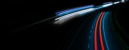 lights of cars with night. long exposure