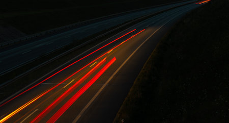 lights of cars with night. long exposure