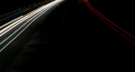 lights of cars with night. long exposureの写真素材