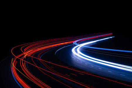 lights of cars driving at night. long exposure