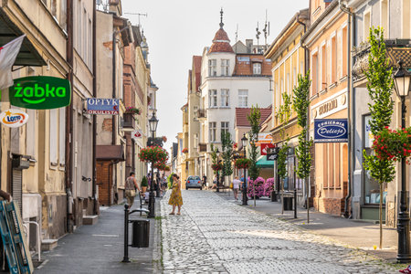 Poland, Sroda Wielkopolska - 25/06/2022- old street in Sroda Wielkopolskaのeditorial素材