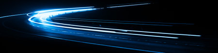 blue car lights at night. long exposure
