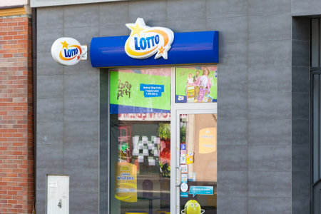 Bedzin, Poland - 14.05. 2023 - Logo of the Polish Lotto in Bedzinのeditorial素材