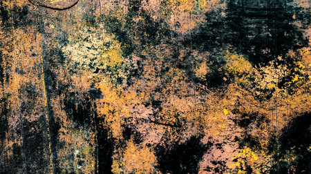 old wall painted with orange and black paintの写真素材