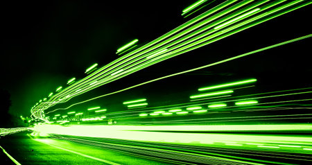 lights of cars driving at night. long exposureの写真素材