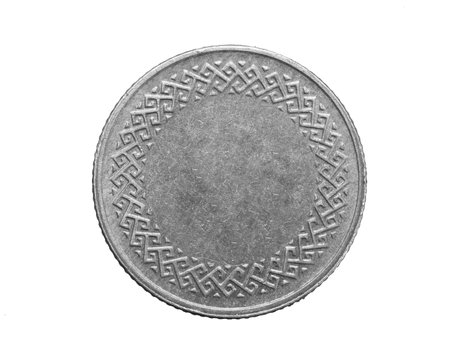 old empty silver coin on white isolated background