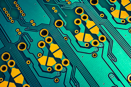 blue printed circuit board with gold plating