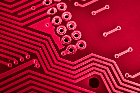 red printed circuit board with gold plating