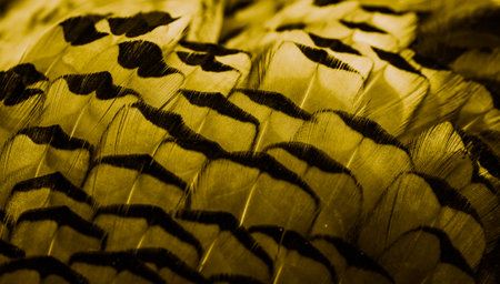 gold feathers with an interesting pattern . backgroundの写真素材