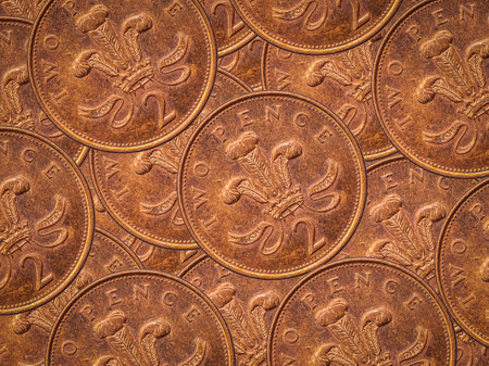 United Kingdom two pence coin. backgroundの写真素材