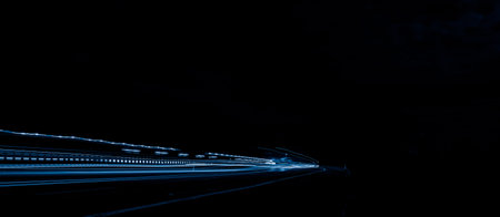 blue car lights at night. long exposureの写真素材