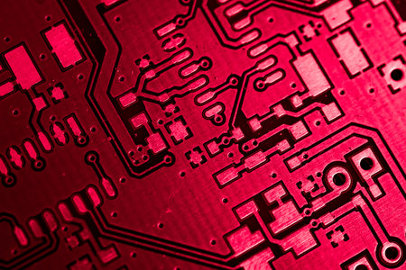 red printed circuit board with gold plating
