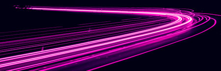 violet car lights at night. long exposureの写真素材