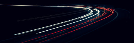 lights of cars driving at night. long exposureの素材 [FY310205994217]