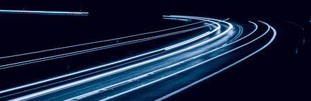 blue car lights at night. long exposure