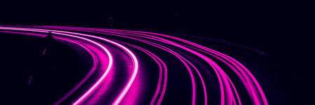 violet car lights at night. long exposureの写真素材