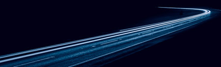 blue car lights at night. long exposureの写真素材