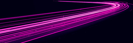 violet car lights at night. long exposure