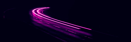 violet car lights at night. long exposureの写真素材