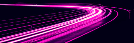 violet car lights at night. long exposure