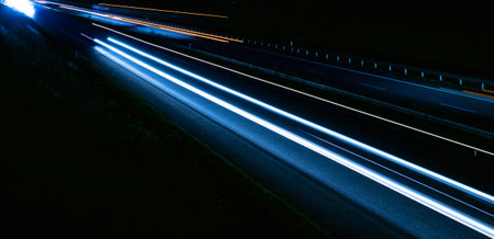 lights of cars driving at night. long exposureの写真素材