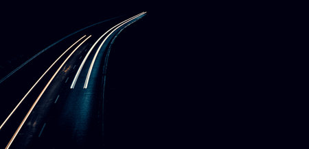 lights of cars driving at night. long exposureの写真素材