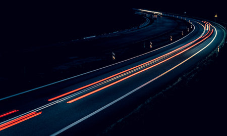 lights of cars driving at night. long exposureの写真素材