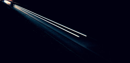 lights of cars driving at night. long exposureの写真素材