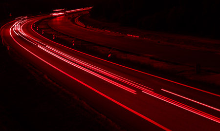 lights of cars driving at night. long exposureの写真素材