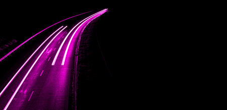 violet car lights at night. long exposureの写真素材