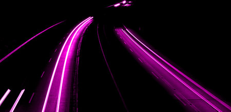 violet car lights at night. long exposureの写真素材