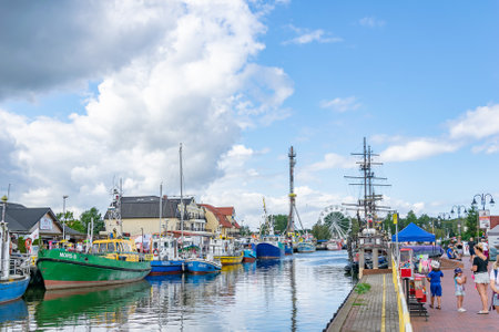Leba, Poland - 03.08. 2023 - fishing port in the Polish city of Lebaのeditorial素材