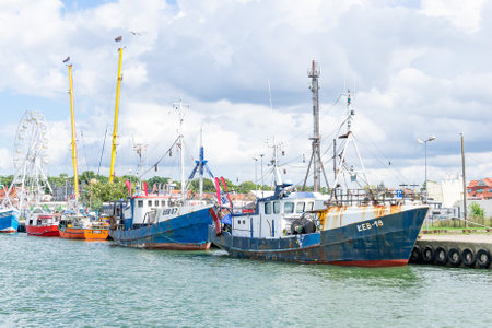 Leba, Poland - 03.08. 2023 - fishing port in the Polish city of Lebaのeditorial素材
