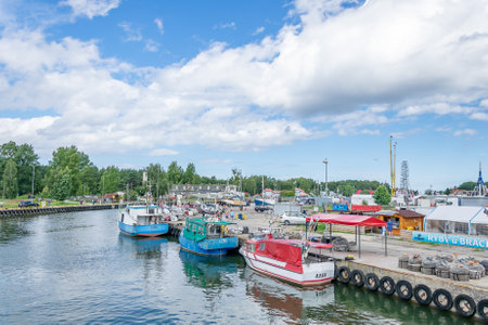 Leba, Poland - 03.08. 2023 - fishing port in the Polish city of Lebaのeditorial素材