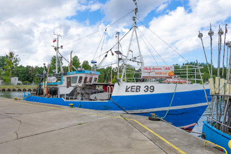 Leba, Poland - 03.08. 2023 - fishing port in the Polish city of Lebaのeditorial素材