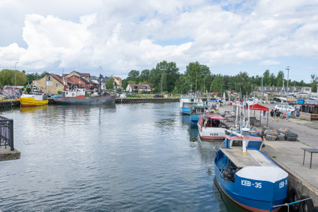 Leba, Poland - 03.08. 2023 - fishing port in the Polish city of Lebaのeditorial素材